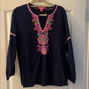 Lilly Pulitzer Coretta Tunic in Navy, Size Medium